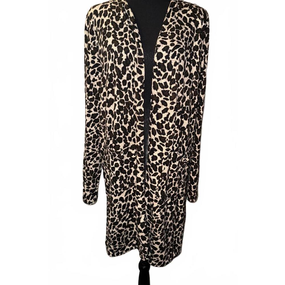 Lildy Long Leopard Print Cardigan L-XL